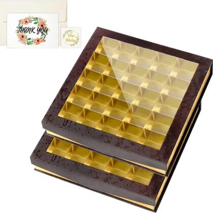 Bumlon Chocolate Gift Boxes Packaging, Truffle Boxes with Dividers, Empty Chocolate Boxes with Window and Magnetic Closure for Handmade Chocolate, Mini Truffle, Gift Cards, Valentine’s Day (25 Grids - 2 Pack)