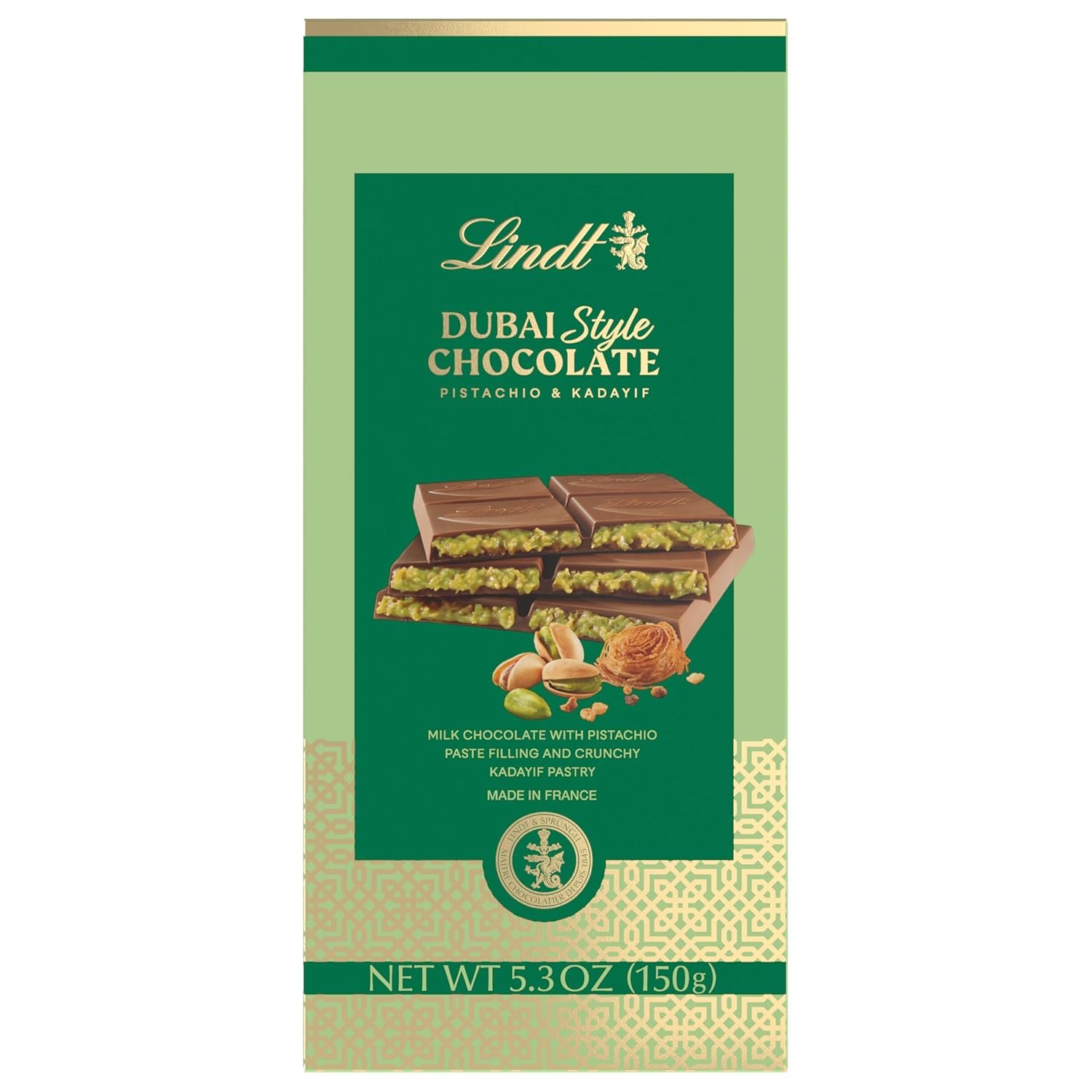 Lindt Dubai Style Milk Chocolate Candy with Pistachio & Kadayif, 5.3 oz. Bar - Image 7