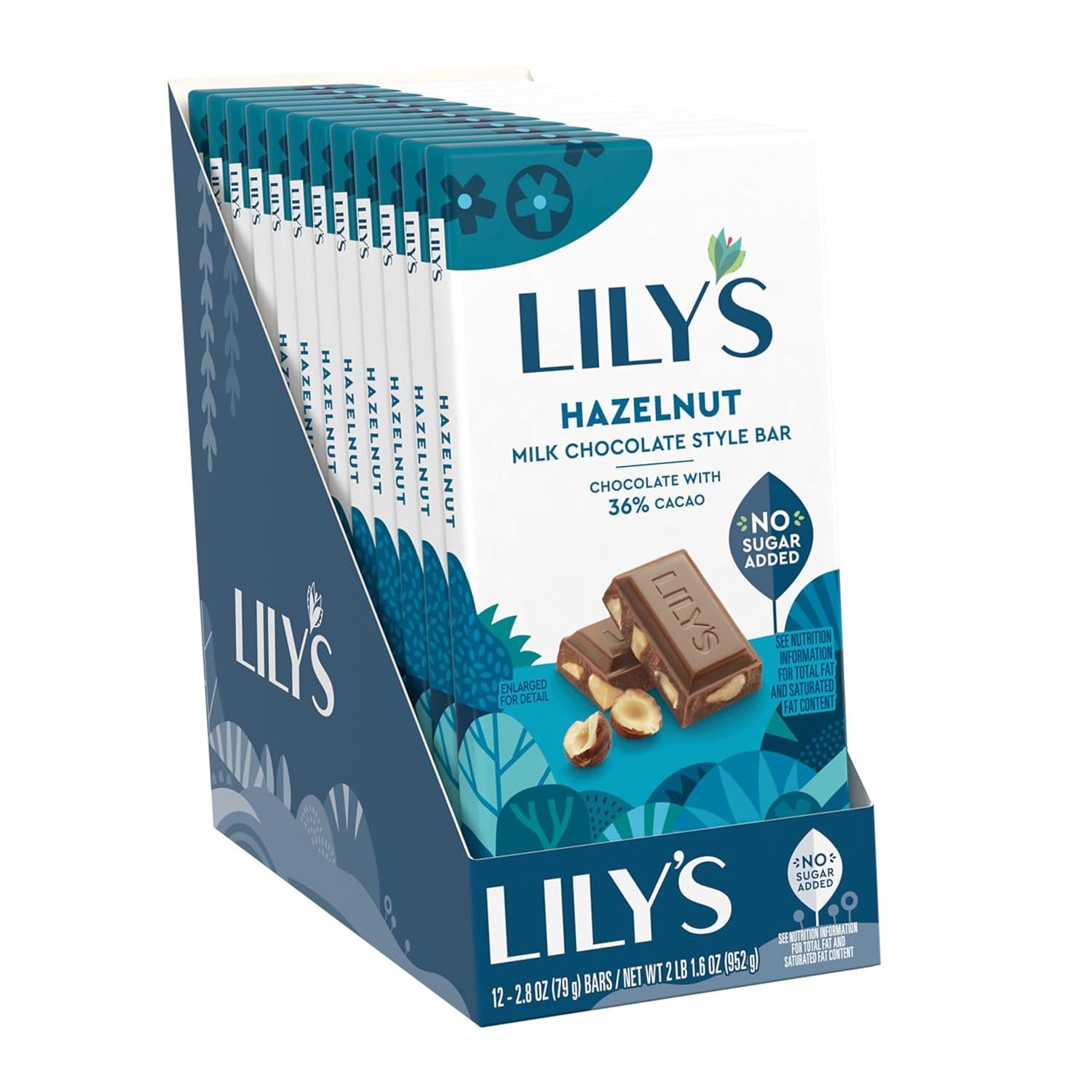 LILY'S Hazelnut Milk Chocolate Style No Sugar Added, Sweets Bars, 2.8 oz (12 Count) - Image 3