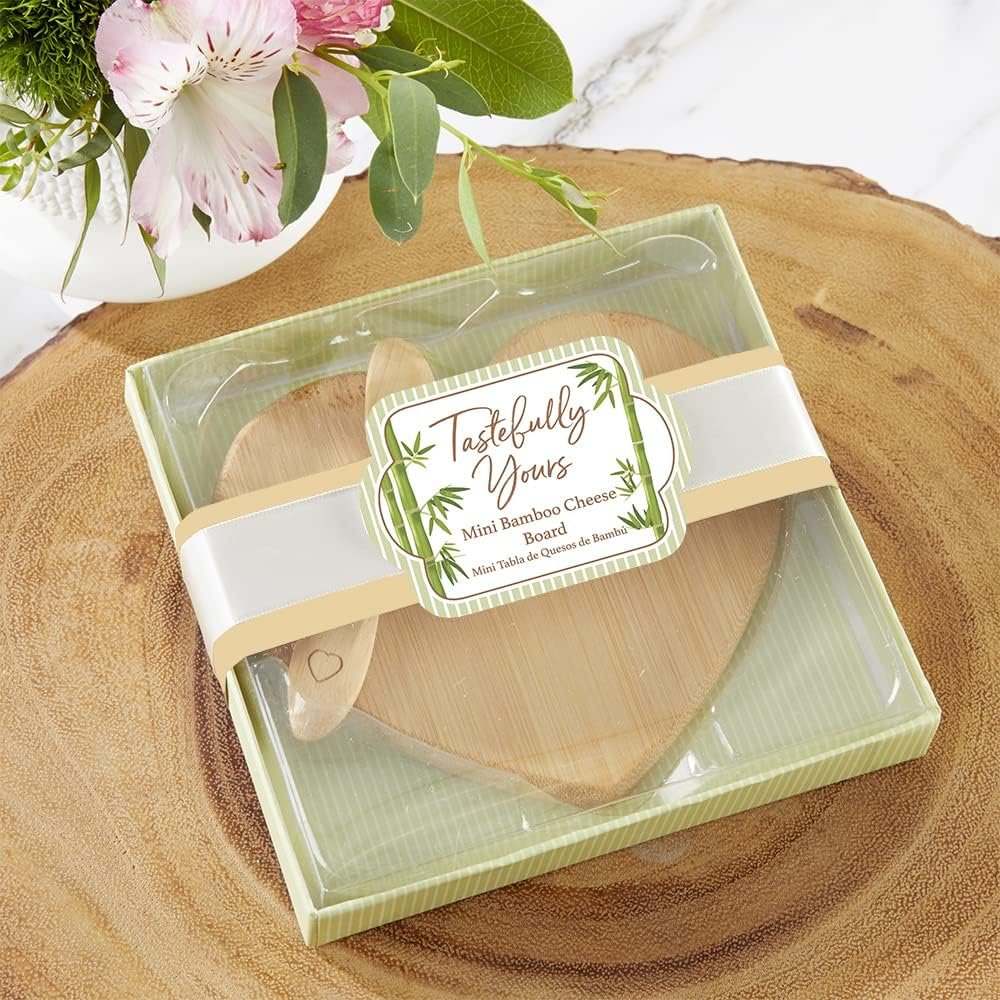 Kate Aspen Tastefully Yours Heart-Shaped Bamboo Cheese Board, Miniature Cutting Board, Sage Green/Brown, 4.5" H x 5" W, One Size - Image 4