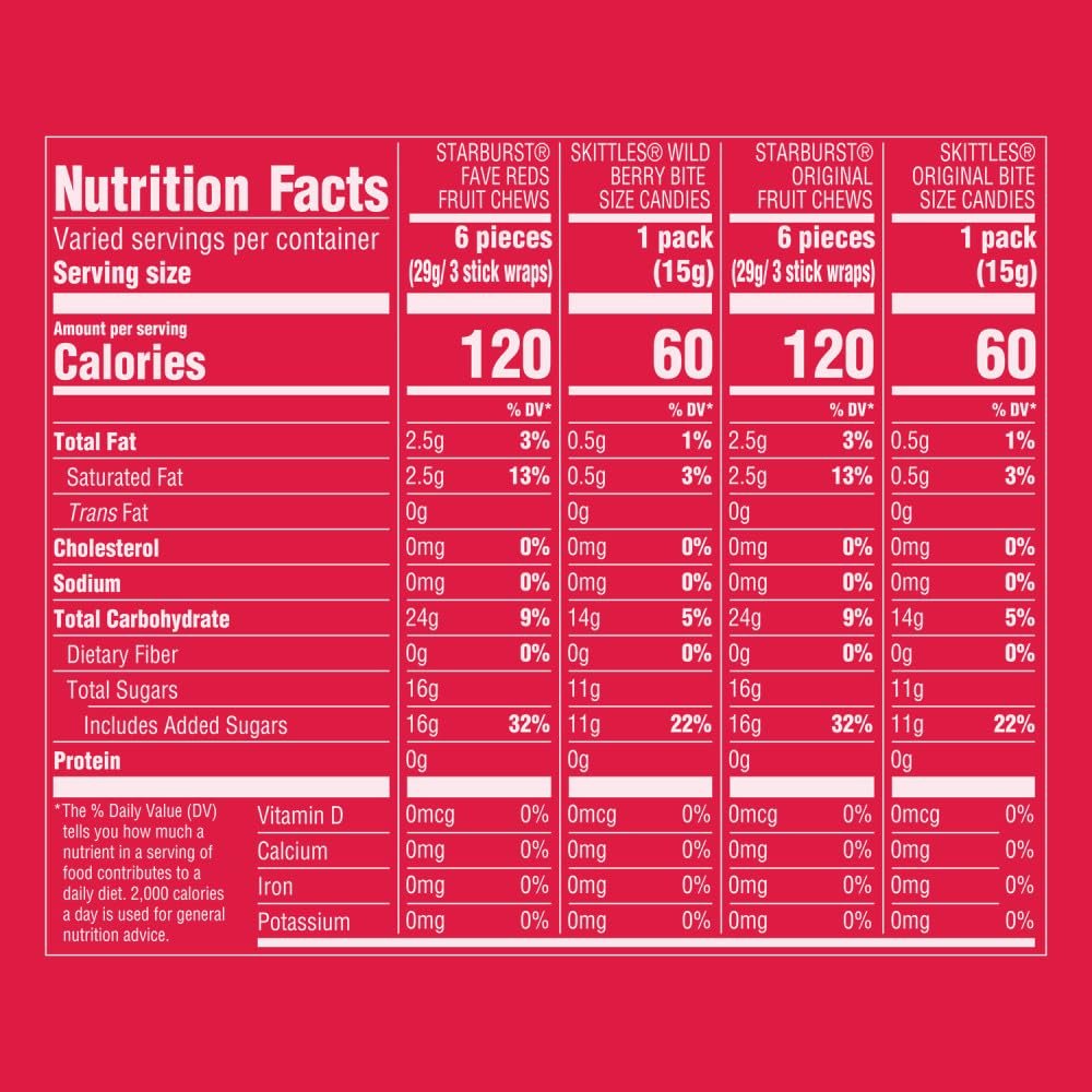 SKITTLES Original, SKITTLES Wild Berry & STARBURST Original and STARBURST FaveReds Fun Size Chewy Candy Variety Bag, Party Size, 20.13 Oz Bulk Bag - Image 2