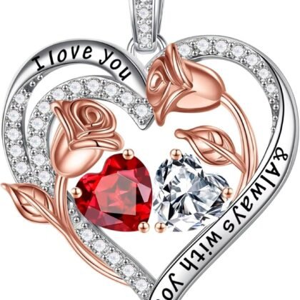 Iefil Easter Gifts for Women Wife - 925 Sterling Silver Birthstone Necklace, Birthday Anniversary Jewelry Gifts for Her Wife Mom Daughter