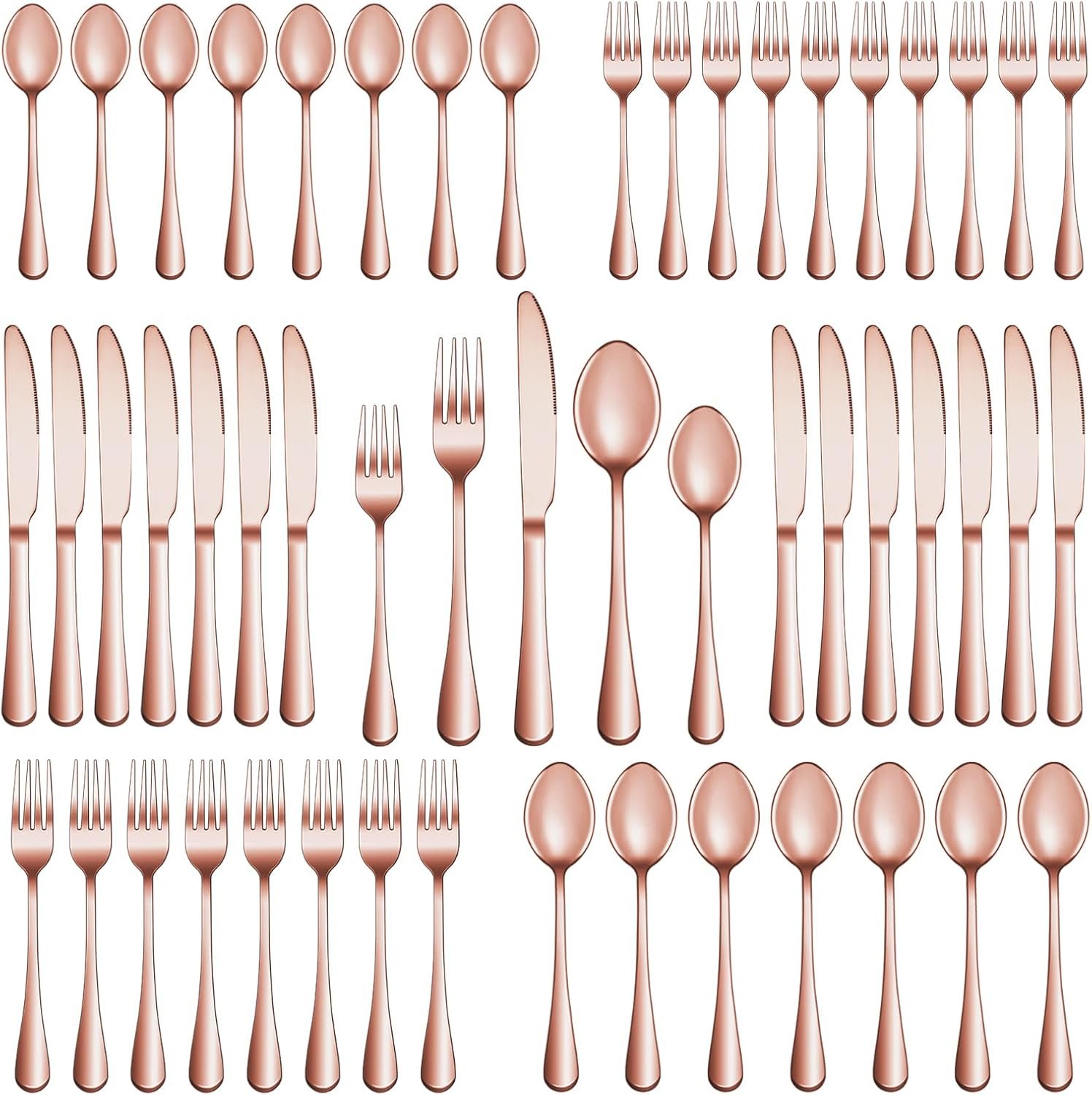 40 Pcs Rose Gold Silverware Set Service for 8, Premium Stainless Steel Flatware Set, Cutlery Utensil Set, Durable Home Kitchen Eating Tableware Set, Include Fork Knife Spoon Set, Dishwasher Safe