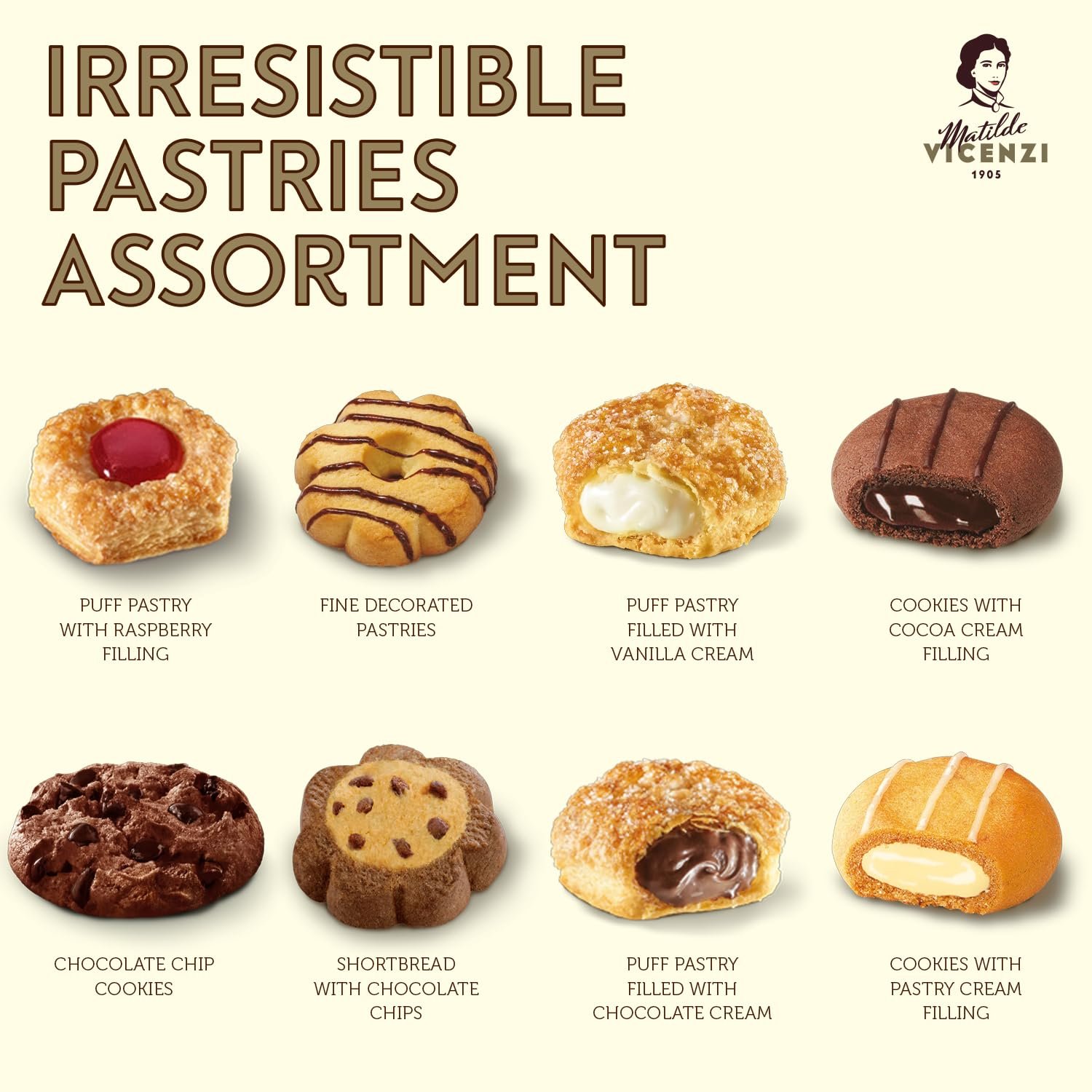 Matilde Vicenzi Roma Cookie Gift Tin - Italian Pastries & Cookies in Individually Wrapped Trays - Gourmet Gifts For Valentines, Easter, Birthday - Assorted Cookies in Italian Design Tin 32.5oz (920g) - Image 2