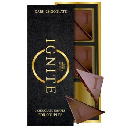 Ignite Dark Chocolate Bars – Premium 60% Cocoa Squares for Couples – Luxurious Dark Chocolate Crafted for Shared Moments, Special Occasions – Ideal for Sharing and Indulging Together – Pack of 1