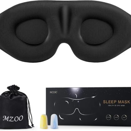 MZOO Luxury Sleep Eye Mask for Side Sleeper Men Women, Zero Eye Pressure 3D Sleeping Mask, Light Blocking Patented Design Night Blindfold, Soft Eye Shade Cover for Travel, Black