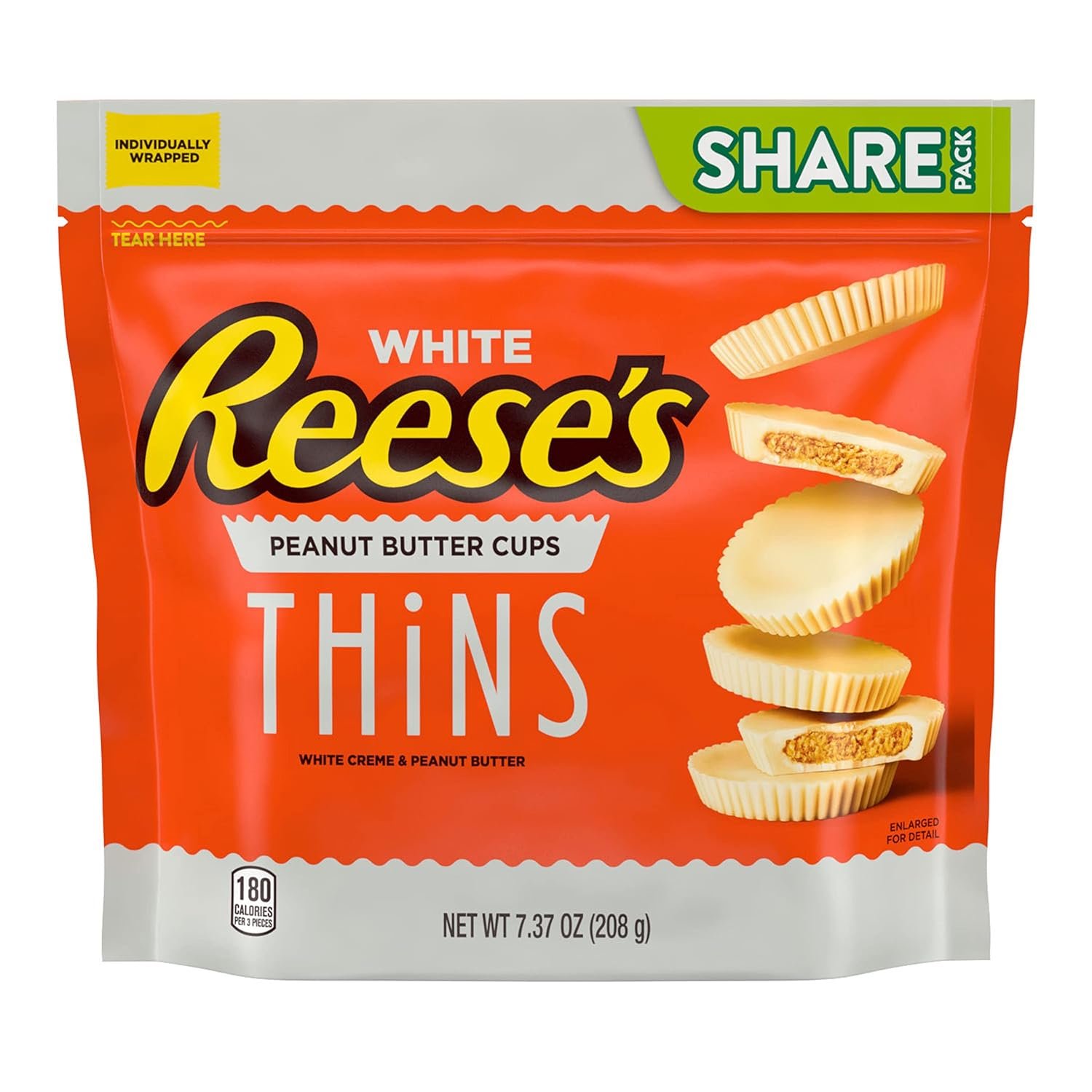 REESE'S THiNS White Creme Peanut Butter Cups, Candy Share Pack, 7.37 oz - Image 3