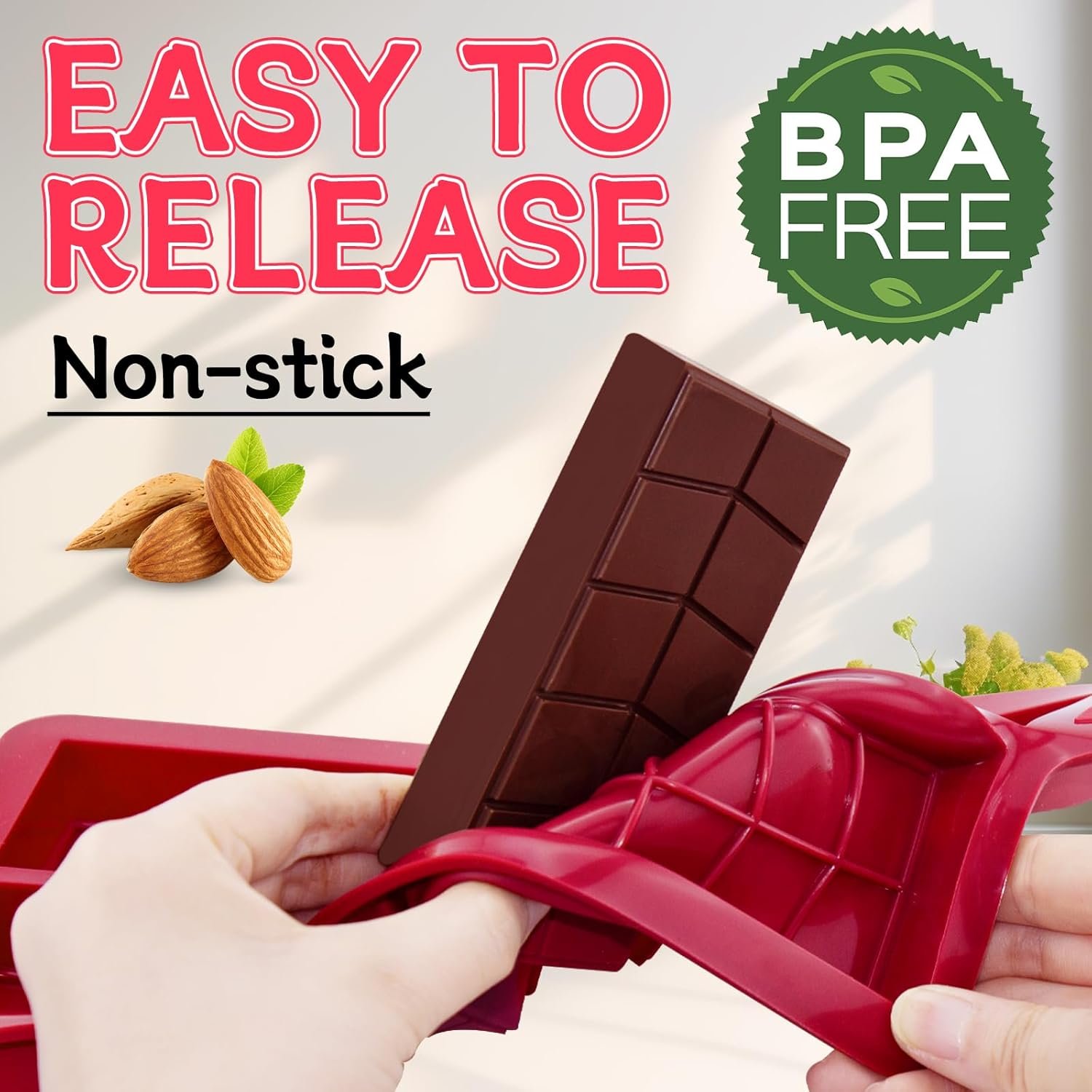 Chocolate Bar Mold 0.82inch Deep 2 Pack,Thick Dubai Stuffed Pistachio Silicone Molds Kit for Making Shapes Filling Candy Granola Bar and Pastry - Image 4