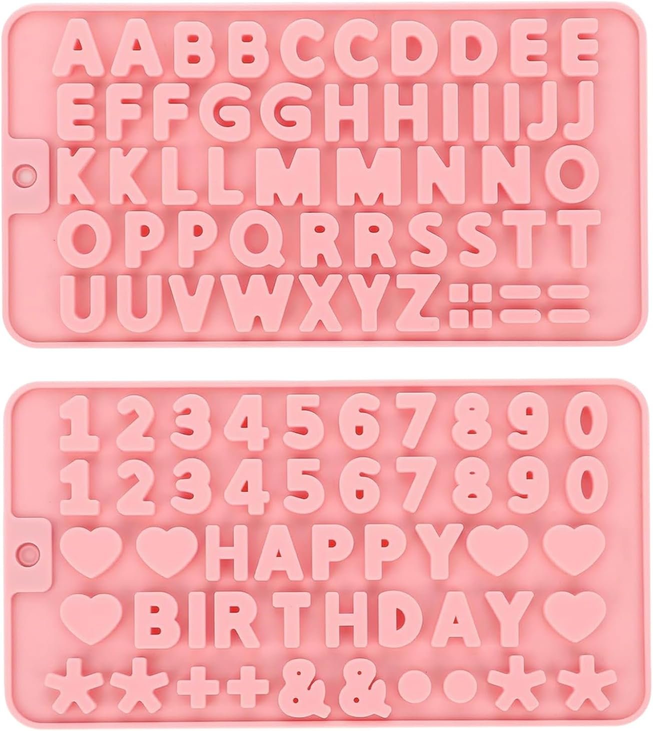2 pcs Number Chocolate Molds and Letter Silicone Molds,Reusable Alphabet Candy Molds with Happy Birthday Cake Decorating Symbols, for cake cookies, ice cubes, chocolate resin