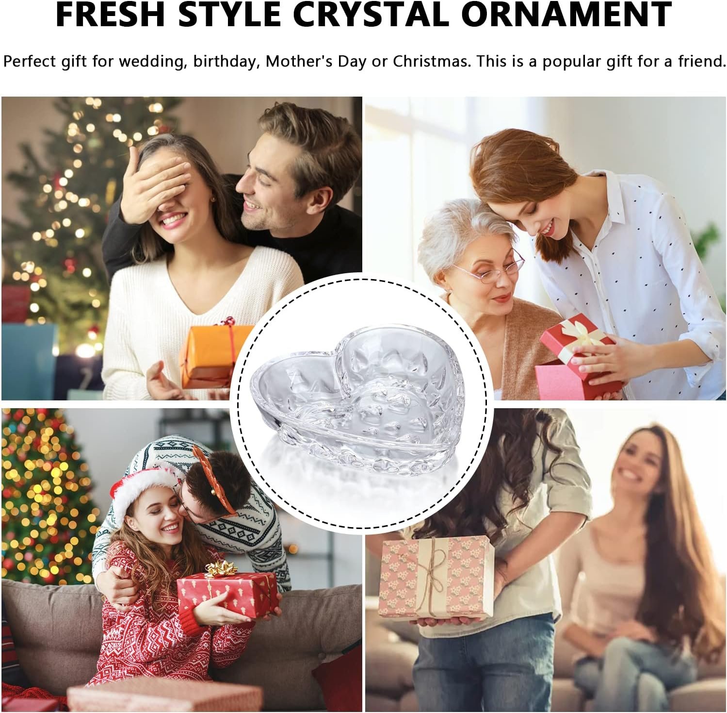 H&D HYALINE & DORA 5.1'' Crystal Jewelry Tray for Women, Heart Shaped Jewelry Plate Ring Dish, Clear Trinket Dish for Jewelry, Ring Dish for Birthday Friends Daily Family - Image 8