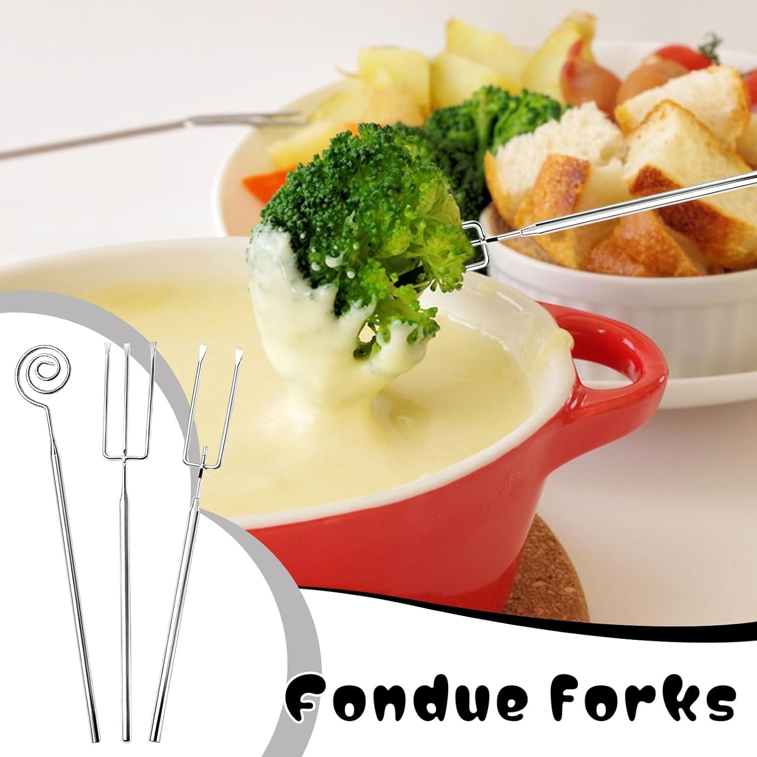 3Pcs Professional Chocolate Dipping Tools Set - Stainless Steel Candy Dipping Tools, Fondue Forks with Slotted Spoon, Candy Making Tool Baking Supplies for Candy Making, Truffles, Cake Decorating - Image 3