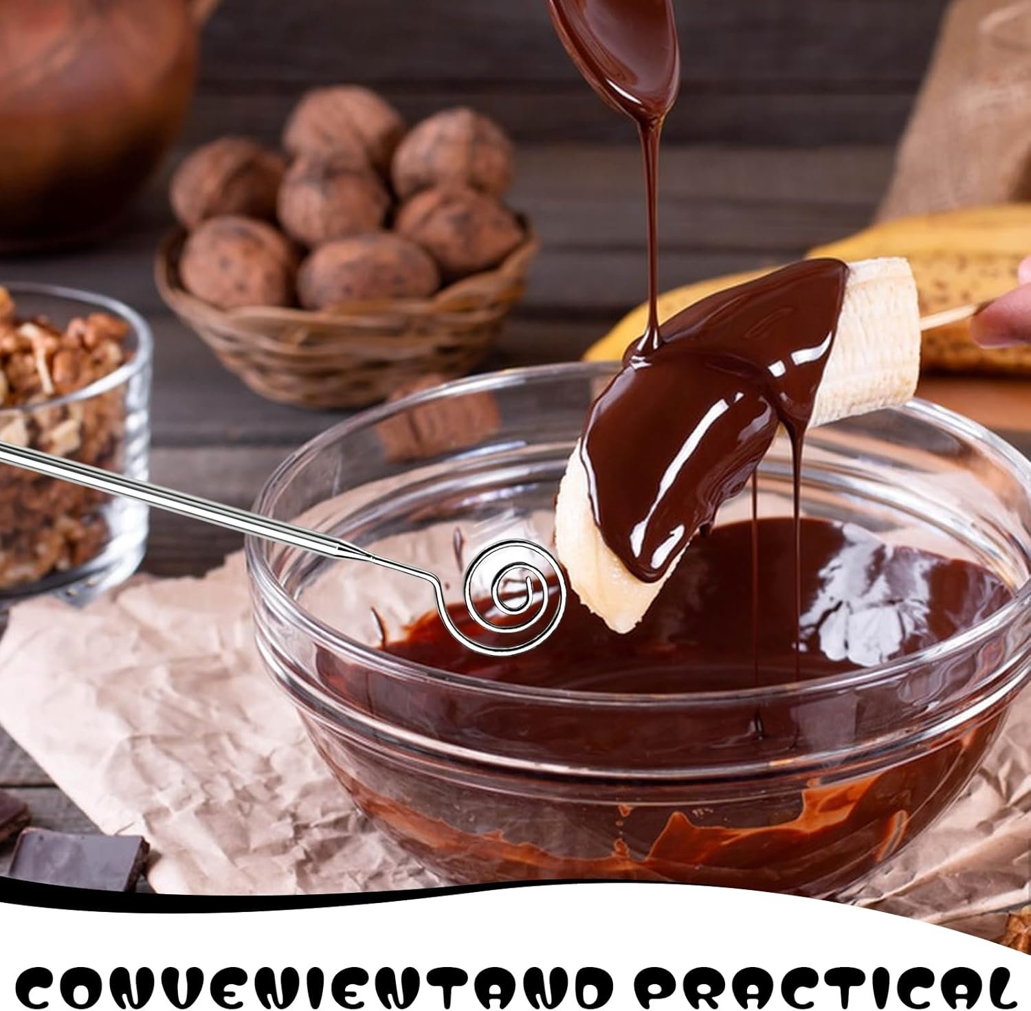 3Pcs Professional Chocolate Dipping Tools Set - Stainless Steel Candy Dipping Tools, Fondue Forks with Slotted Spoon, Candy Making Tool Baking Supplies for Candy Making, Truffles, Cake Decorating - Image 5