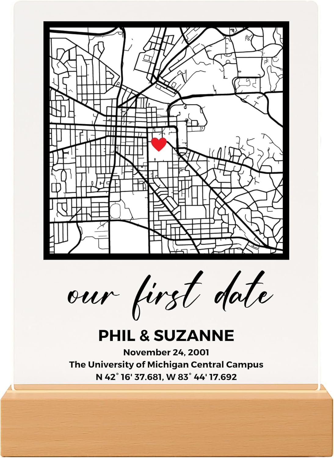 Personalized Map Plaque - Our Fist Date Where It All Began Custom Location Sign Couples Map Gift for Her Couples Gifts for Him Where We Met, Valentines Day