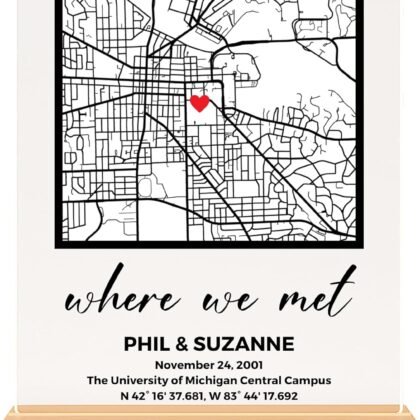 Where We Met Map Plaque - Personalized Map Our First Date Sign - Gift for Her, Acrylic Plaque, Custom Location, Couples Romantic Gift, Valentines Day