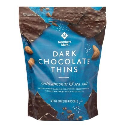 Member's Mark Dark Chocolate Thins With Almonds & Sea Salt (20oz), 20 Oz