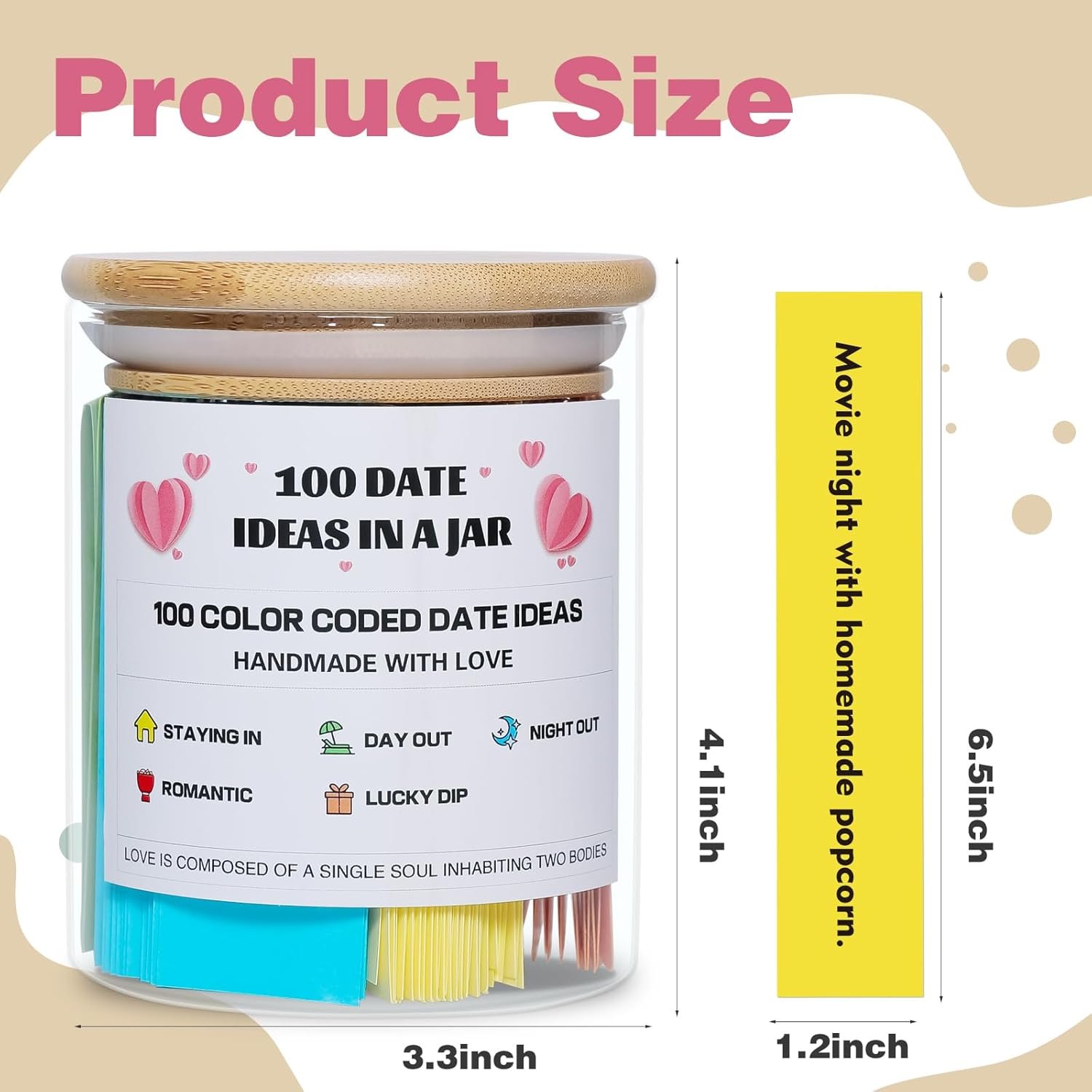 MSEHKM 100 Date Ideas In A Jar Date Night Ideas Color Coded Date Ideas Budget-friendly Date Jar Wedding/Anniversary/Bridal Shower/Newlyweds Gifts for Couples, pure - Image 2