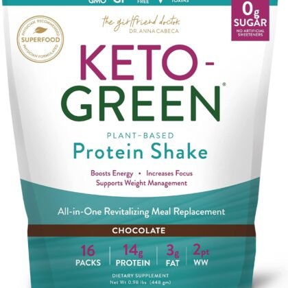 VIDAPURA Keto-Green Protein Shake by Dr. Anna Cabeca – Chocolate Vegan Protein for Women – 16 Servings – Alkaline, Plant-Based, Keto-Friendly