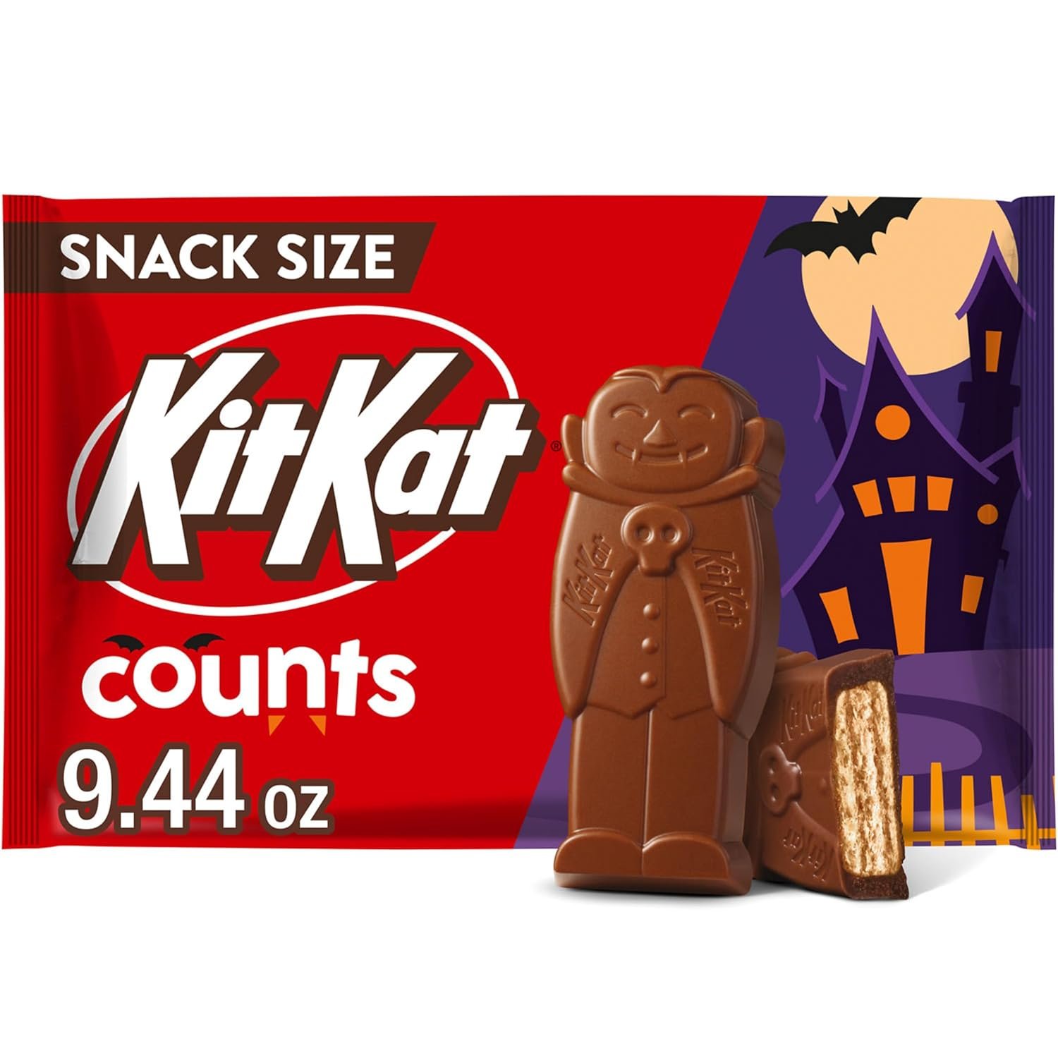 KIT KAT Milk Chocolate Wafer Snack Size Counts, Halloween Candy Bag, 9.44 oz