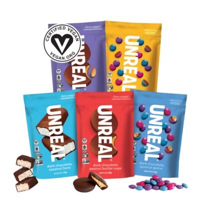 UNREAL Vegan Variety Pack (5 Bag Sampler) | Less Sugar, Fair Trade, Non-GMO Ingredients with no Corn Syrup or Sugar Alcohols, No Soy