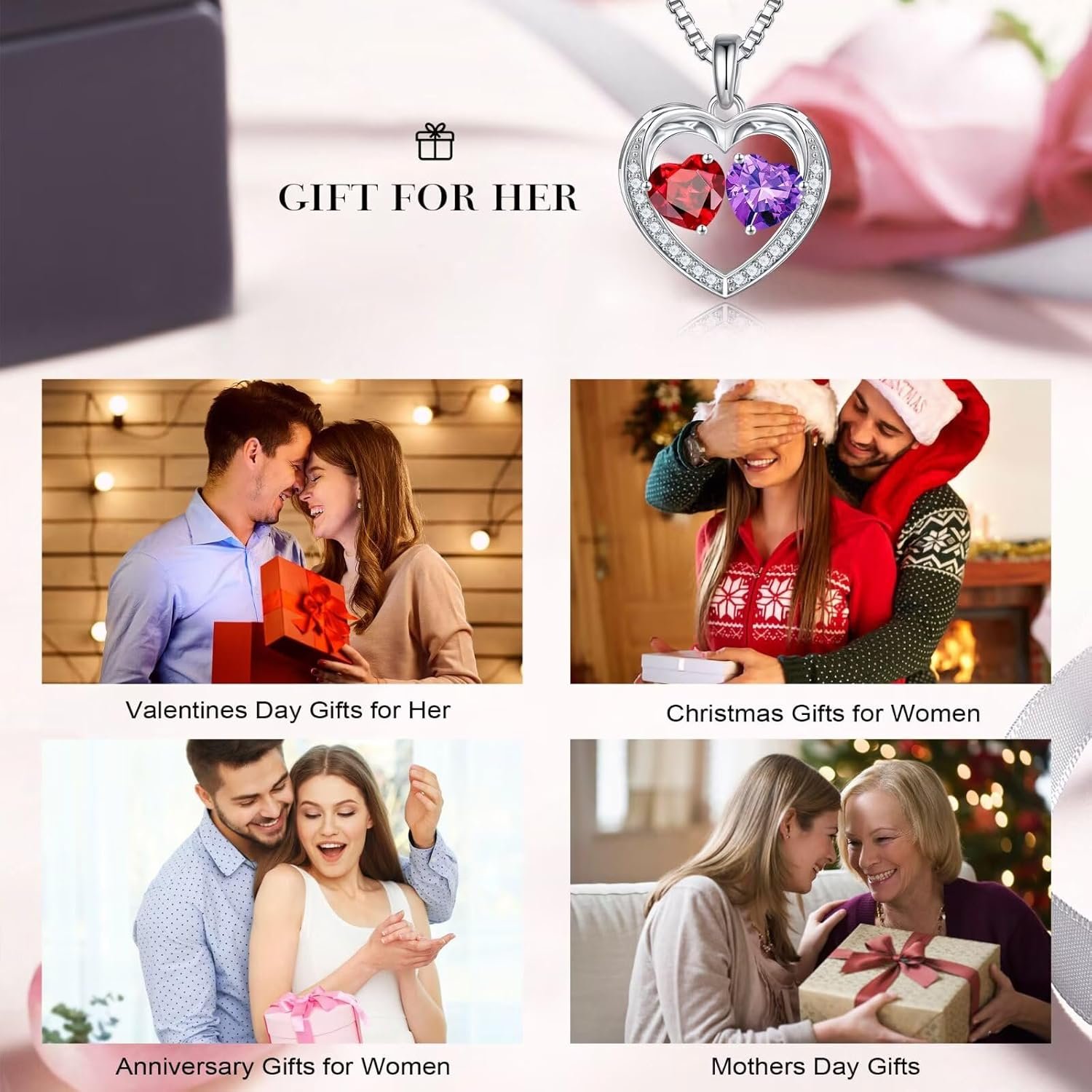 Iefil Easter Gifts for Women Wife - 925 Sterling Silver Birthstone Necklace, Anniversary Birthday Gifts for Women, Jewelry Gifts for Her Wife Mom Daughter - Image 7