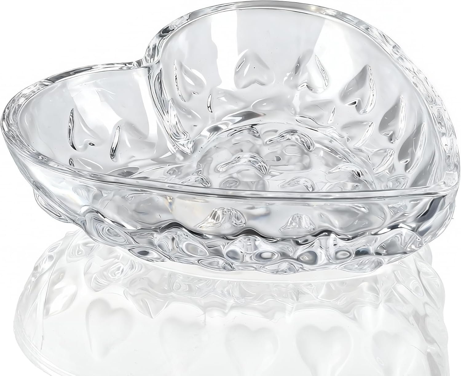 H&D HYALINE & DORA 5.1'' Crystal Jewelry Tray for Women, Heart Shaped Jewelry Plate Ring Dish, Clear Trinket Dish for Jewelry, Ring Dish for Birthday Friends Daily Family