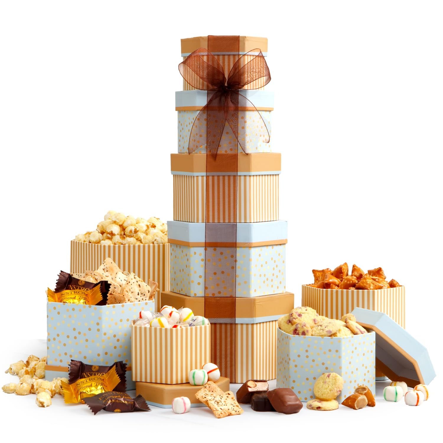 Broadway Basketeers Celebration Gift Tower with Sweets & Nuts