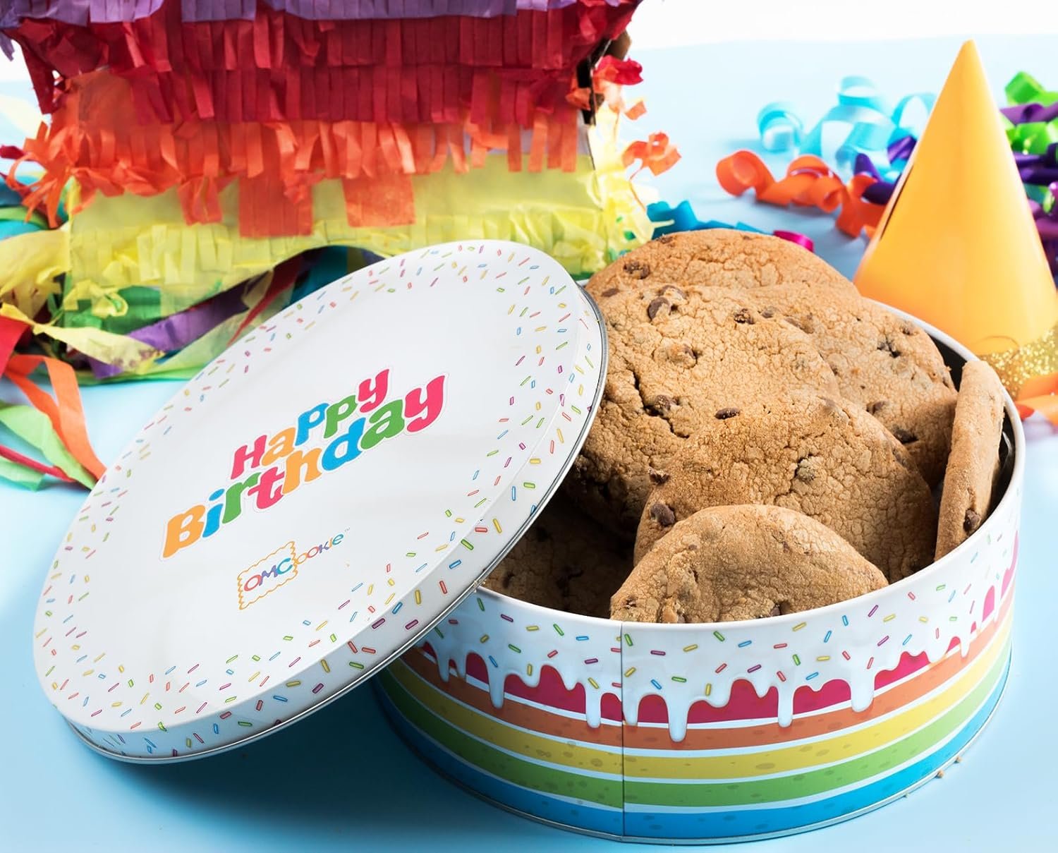Happy Birthday Cookies Tin Chocolate Chip Gift Basket Tin Individually Wrapped Food Gift for Men Women Gourmet Kosher - Image 2