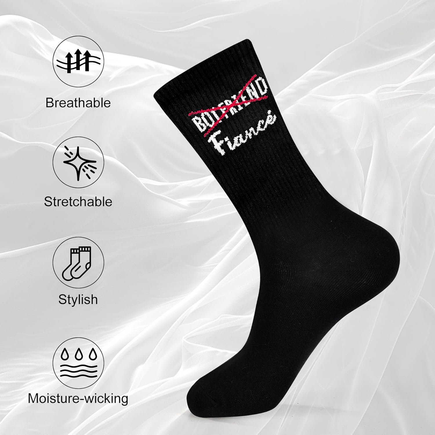 Couples Socks Set Newlyweds Gift – Hubby and Wifey Wedding Socks for Bride & Groom, Engagement Gift - Image 4