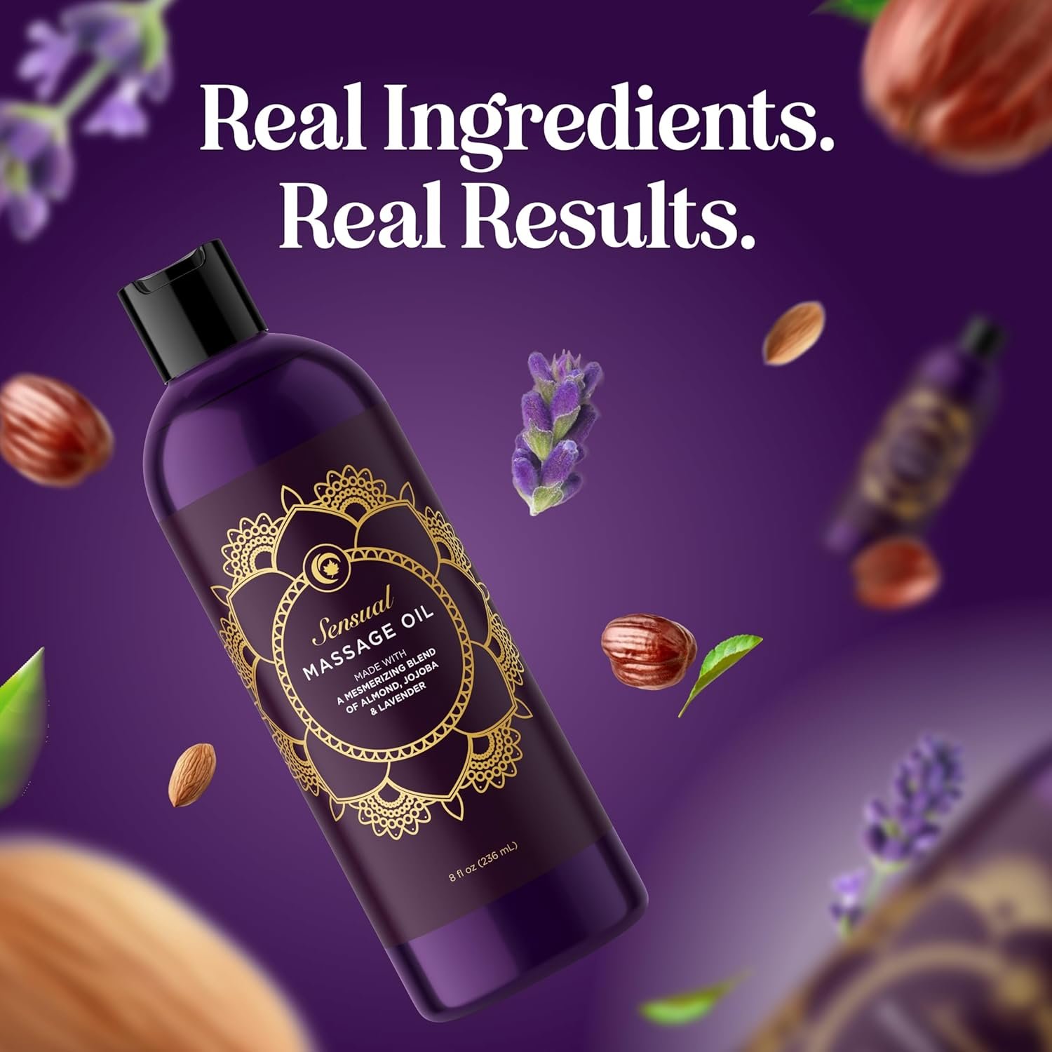 Aromatherapy Sensual Massage Oil for Couples - Relaxing Lavender Massaging Oil for Massage Therapy with Vitamin E Jojoba & Sweet Almond - Naturally Scented Vegan Non GMO & Gluten Free (8 Fl Oz) - Image 9