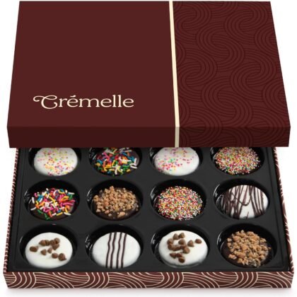 Cremelle Gourmet Cookies Gift Box, 12 Pieces of Food Gifts Cookies, Ideal Easter Chocolate Candy Gift Box for Friends, Colleagues and Loved Ones, Perfect Fancy Cookie for Holidays and Celebrations