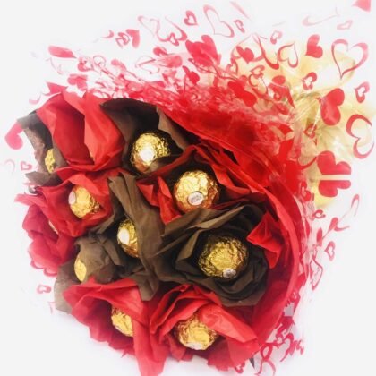Gourmet Hazelnut Milk Chocolates, Candy Chocolate Gift Bouquet, 24 Count Edible Red Roses
