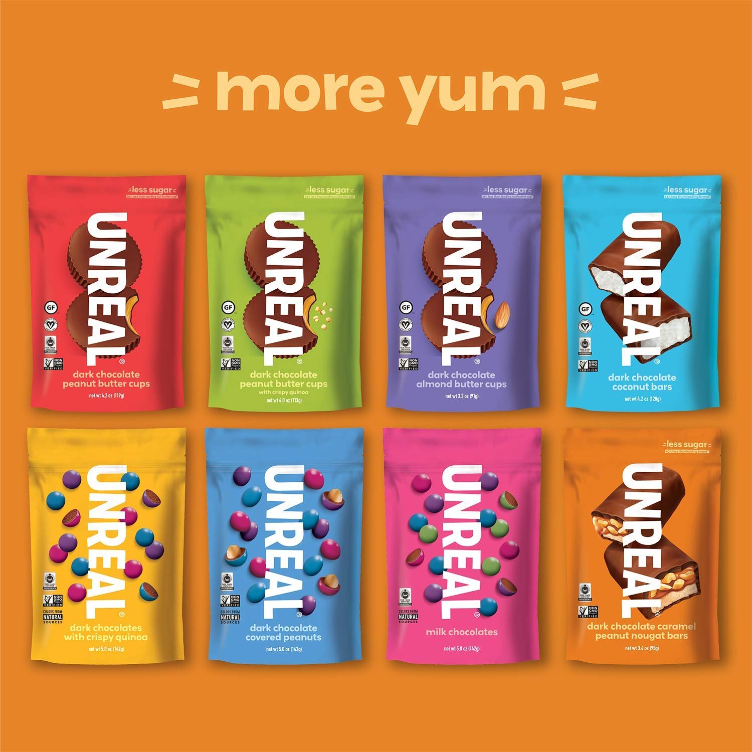 UNREAL Dark Chocolate Caramel Peanut Nougat Bars (1 Bag), 70% Organic Ingredients, Fair Trade, Non-GMO, No Corn Syrup, Sugar Alcohols, Soy, 3.4oz - Image 7