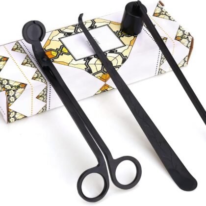 3 in 1 Candle Accessory Set,Candle Care Kit,Candle Wick Trimmer,Wick Dipper with Gift Packaging(Black)