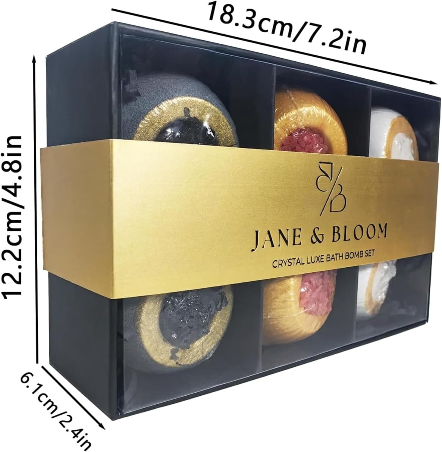 Crystal Luxe Bath Bomb Set, 6 Luxury Bath Bombs by Jane & Bloom, Moisturizing Fizzies for Relaxing Home Spa, Gift Set for Women, Men and Teens, Valentine's Day Gift Set - Image 8
