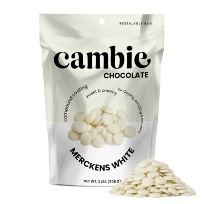 Merckens White Melting Chocolate - 2 Pounds of Premium Quality White Chocolate Flavored Melting Wafers to make Dubai Chocolate Bar, Cake Pops, Cocoa Bombs, & Homemade Desserts