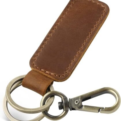 Jack&Chris Genuine Leather Car Keychain, Universal Key Fob Keychain, Leather Key Chain Holder for Men and Women, JC306