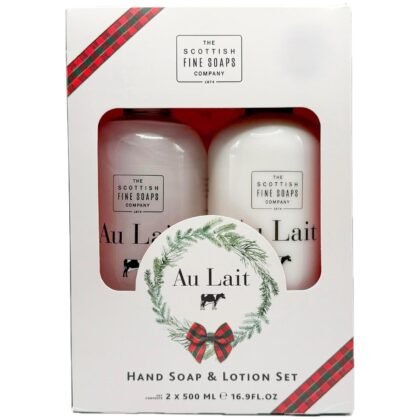 The Scottish Fine Soaps Company Au Lait Hand Wash and Lotion Set, 500ml/16.9 oz Each, Luxury Liquid Soap and Moisturizer Duo
