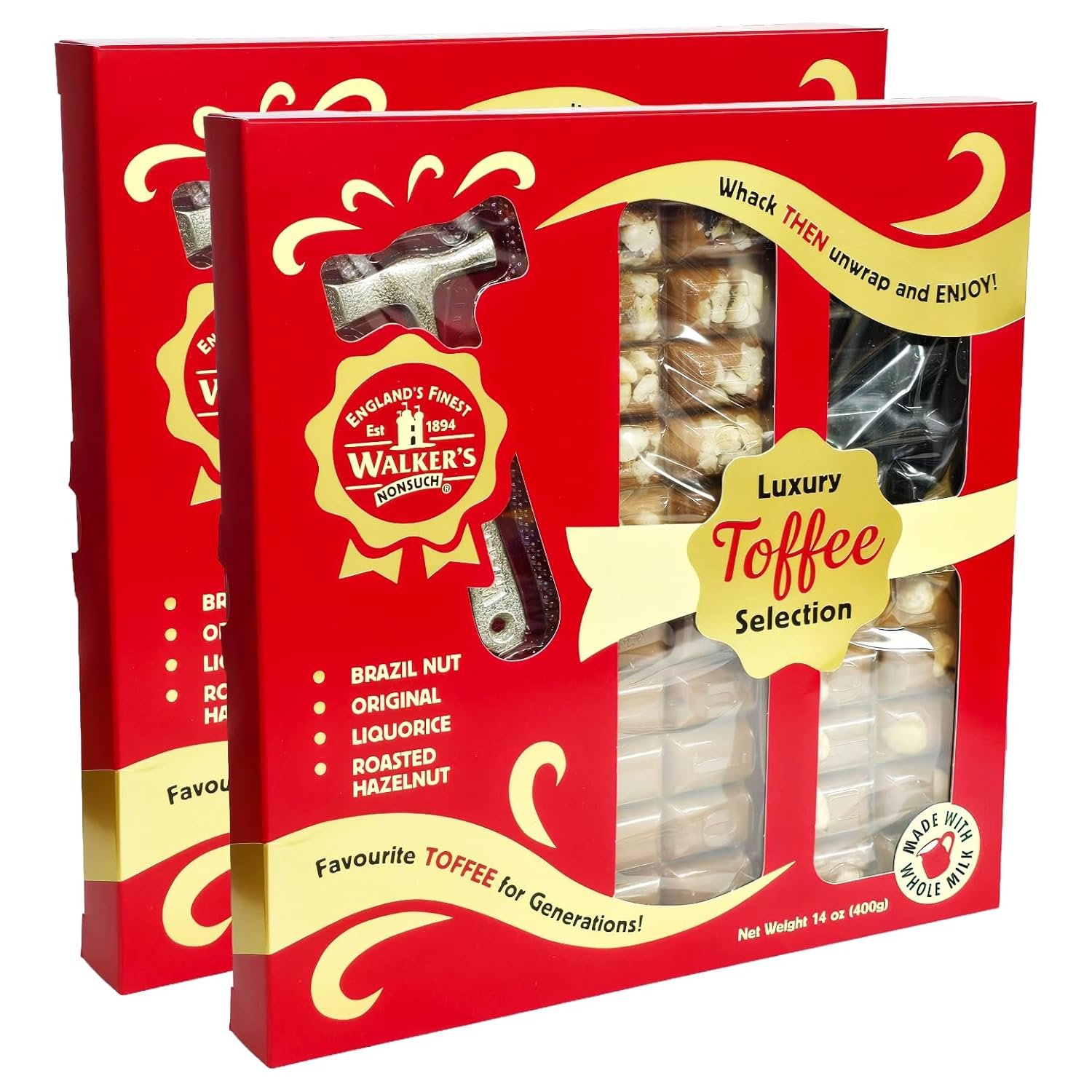 Walker’s Nonsuch Luxury Toffee Selection Hammer Pack 400g - 2 Pack in a Premier Life Store Box