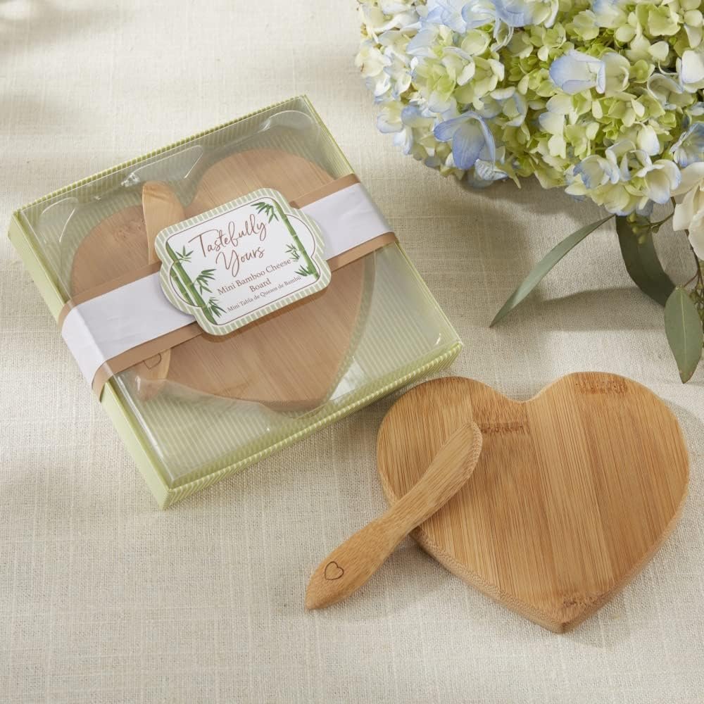 Kate Aspen Tastefully Yours Heart-Shaped Bamboo Cheese Board, Miniature Cutting Board, Sage Green/Brown, 4.5" H x 5" W, One Size - Image 7