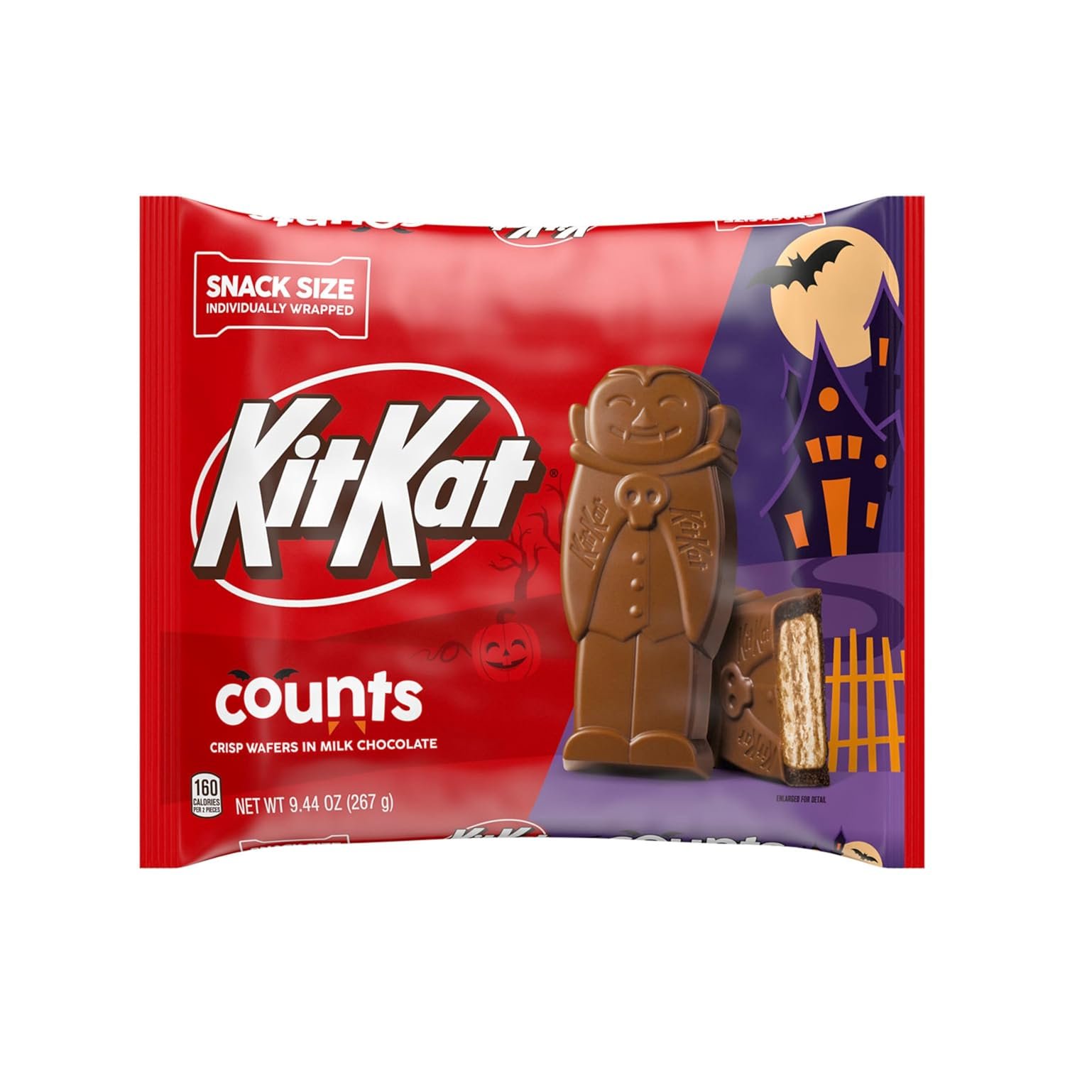 KIT KAT Milk Chocolate Wafer Snack Size Counts, Halloween Candy Bag, 9.44 oz - Image 3