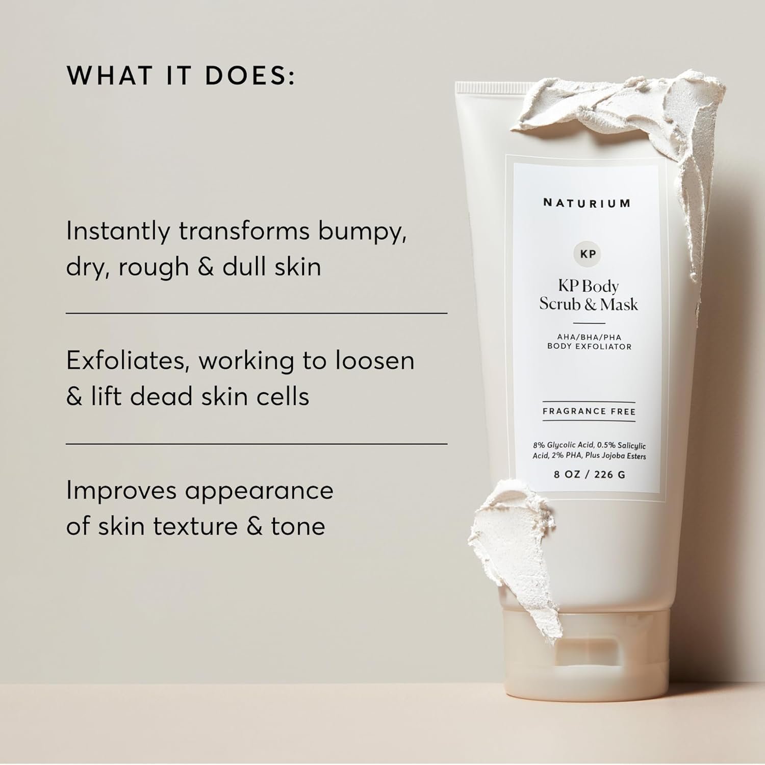 Naturium KP Body Scrub & Mask for Keratosis Pilaris, Bump Eraser Shower Scrub & Exfoliator for Skin, 8 oz - Image 4