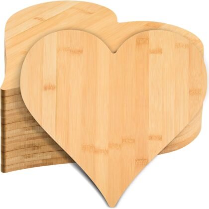AWIZOM 12 Pack Heart Shaped Cutting Boards Valentine's Wood Charcuterie Board Bamboo Serving Bread Cheese Trays Platter Laser Engraving Board for Wedding Housewarming Present,12.8x11.81x0.39 Inch