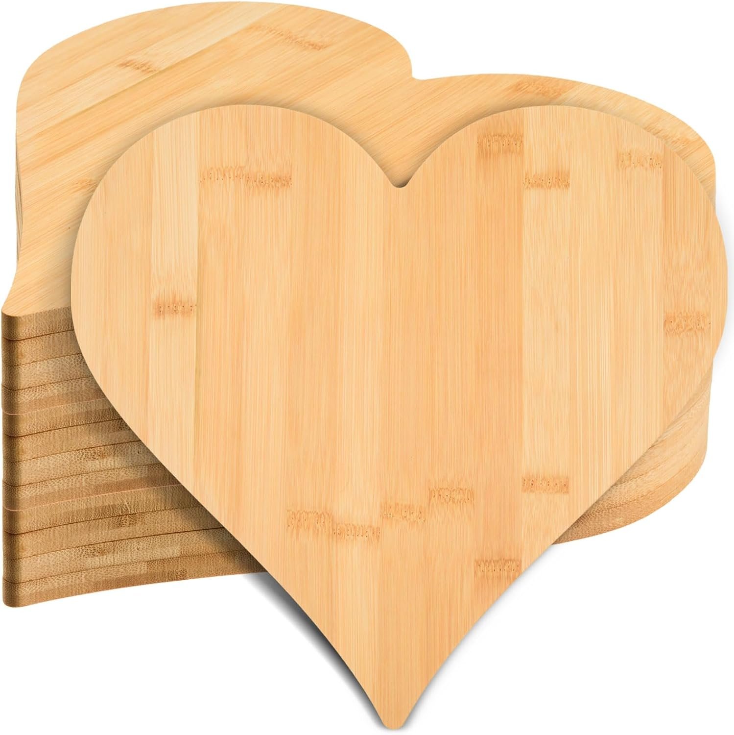 AWIZOM 12 Pack Heart Shaped Cutting Boards Valentine's Wood Charcuterie Board Bamboo Serving Bread Cheese Trays Platter Laser Engraving Board for Wedding Housewarming Present,12.8x11.81x0.39 Inch