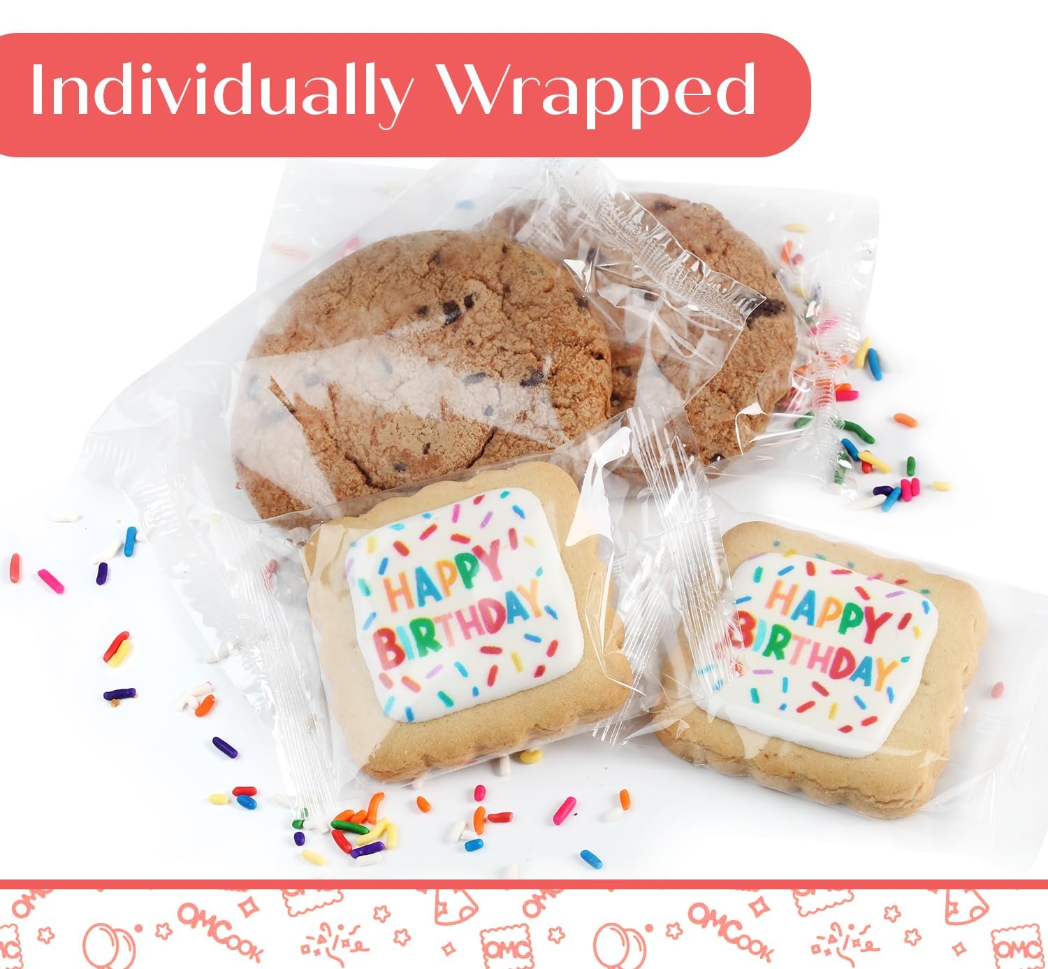 Happy Birthday Gift Basket Cookies Chocolate Chip Cookie Treats Fresh Bakery Fudge Filled Care Package For Men Women Kids | INDIVIDUALLY WRAPPED | Large Cookies - Image 2
