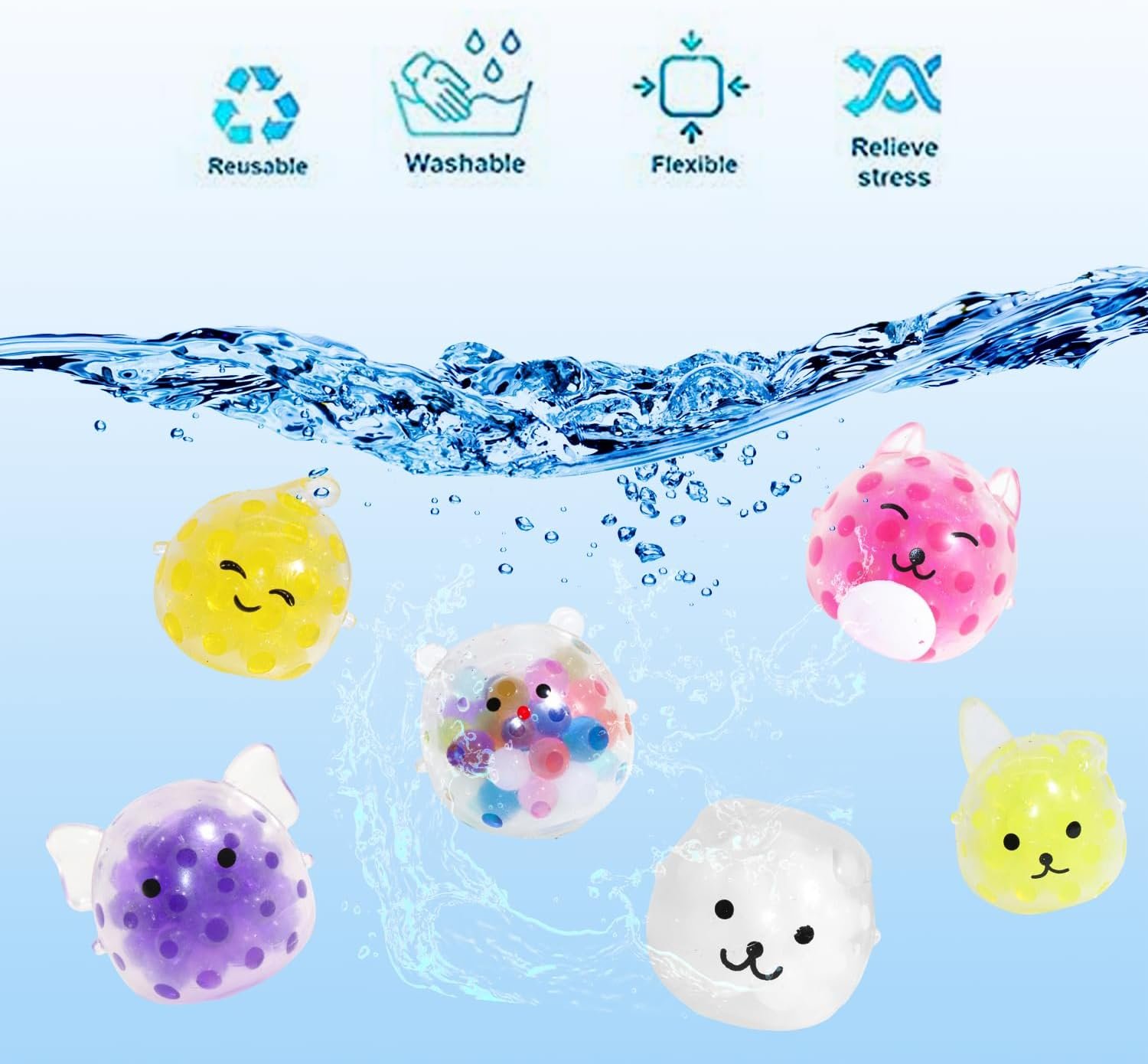 24 Pack Cute Animals Squishies for Kids, Kawaii Mini Squeeze Toys, Bulk Squishy Squeeze Ball Set Anti-Anxiety Stress Relief Toys for Easter Basket Fillers Egg Fillers Party Favors - Image 3