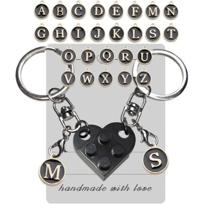 Personalized Brick Matching Heart Keychains - Valentine's Gifts for Mom, Dad, Couple, Boyfriend, Girlfriend, Lovers