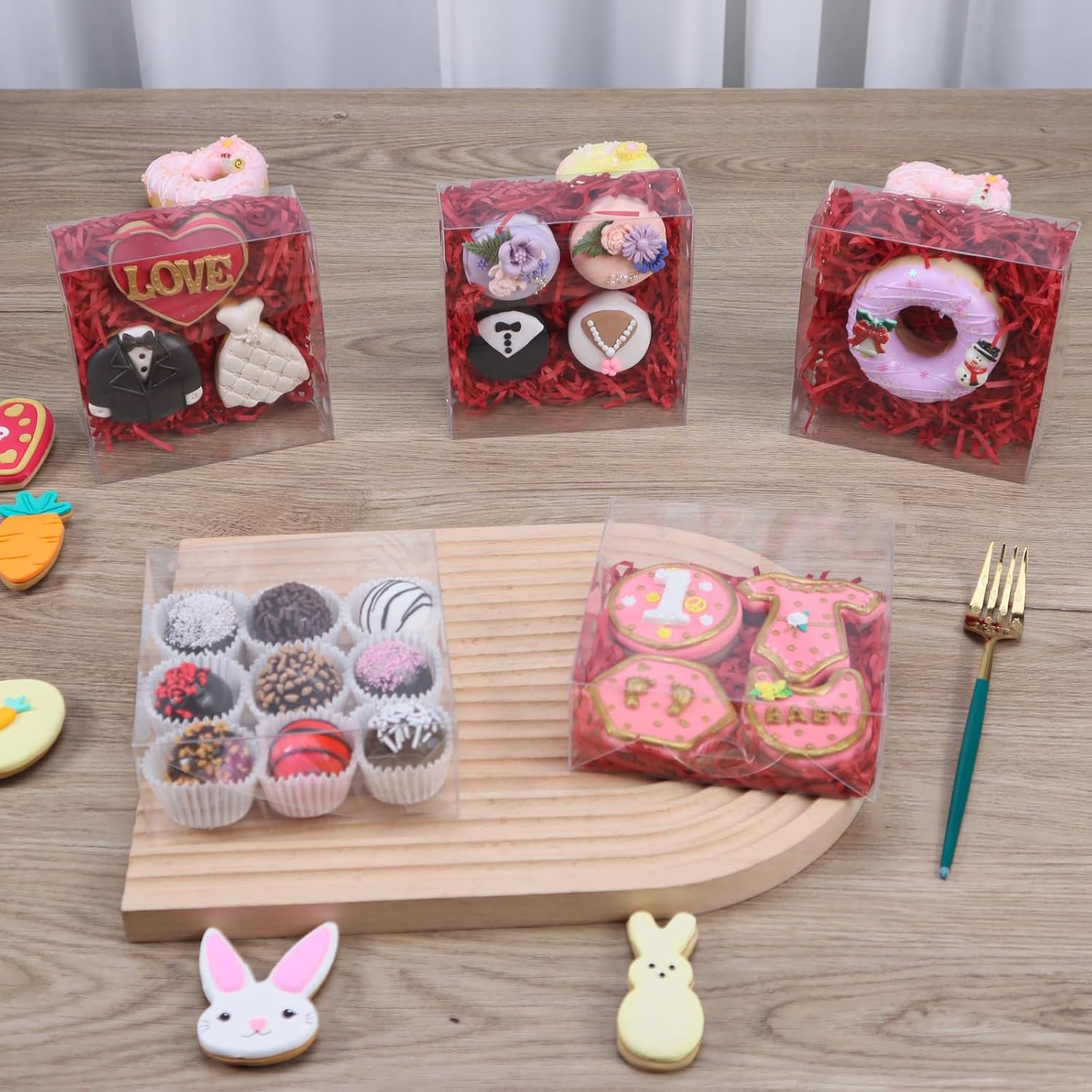 50pcs 5x5x2 Inch Bakery Boxes with Window Cookies Boxes Soap Box Chocolate Truffle boxes Macaron Boxes Gift Treat Boxes for Cake Browine pastries, Dount or gifts goodies Party Favor - Image 6