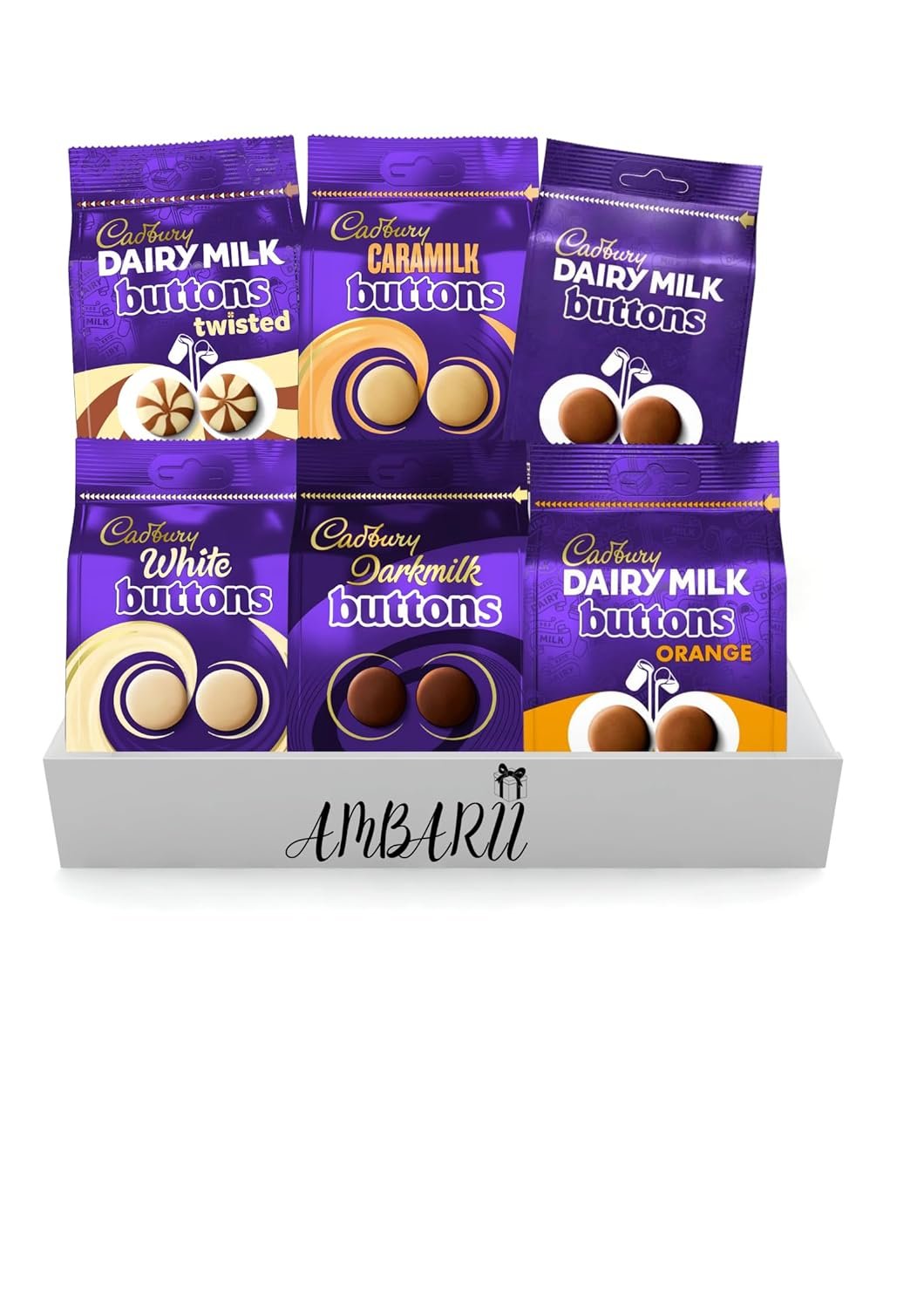 AMBARII Cadbury Dairy Milk Buttons Chocolate Gift Box, Variety Pack Hamper, 100g, 6 Pack