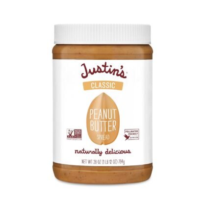 Justin's Classic Peanut Butter Creamy Spread, No Stir, Gluten-Free, 28 Ounce Jar, 1 Pack