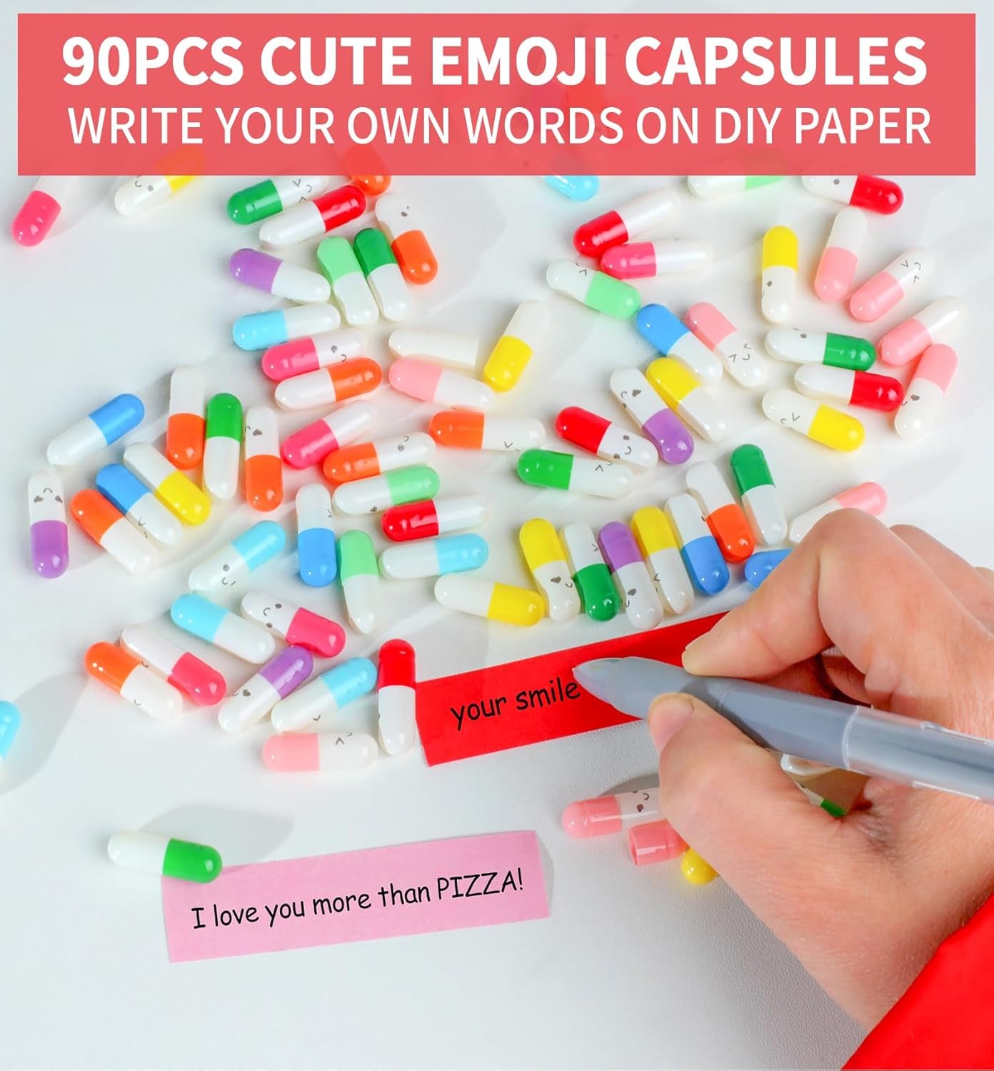 Boyfriend Girlfriend Birthday Gifts - 90 Cute Love Notes Capsule letter Message in a Bottle Romantic Way to Express Your Love for Him Her Anniversary Present for Men Women (Mixed Color) - Image 4